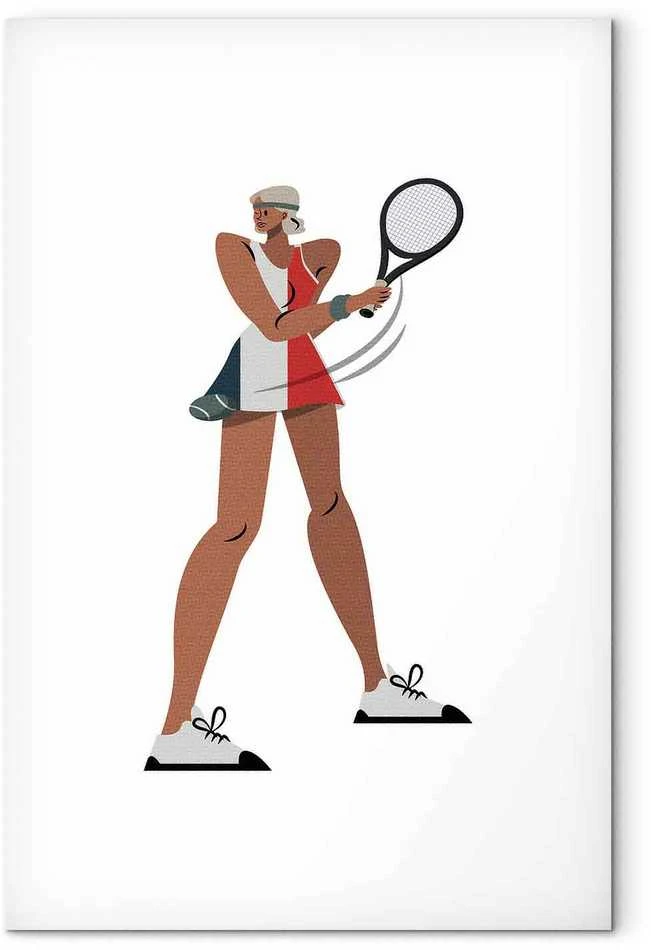 Artgeist Paveikslas - Tennis Player With a Racket on a Light Background - Illustration
