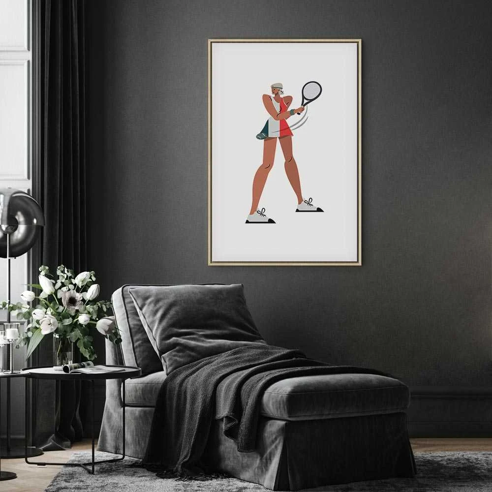 Artgeist Paveikslas - Tennis Player With a Racket on a Light Background - Illustration