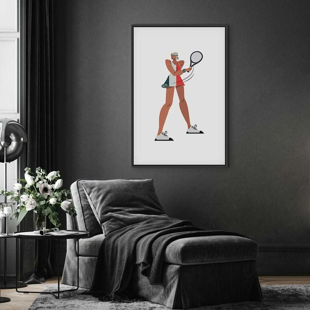Artgeist Paveikslas - Tennis Player With a Racket on a Light Background - Illustration