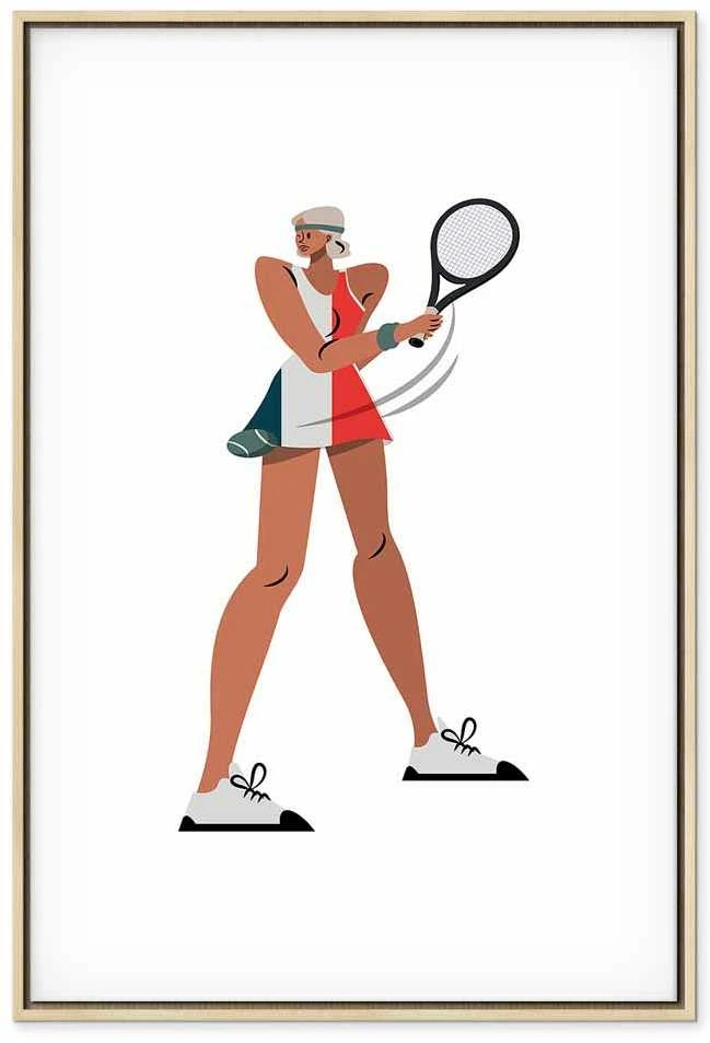 Artgeist Paveikslas - Tennis Player With a Racket on a Light Background - Illustration