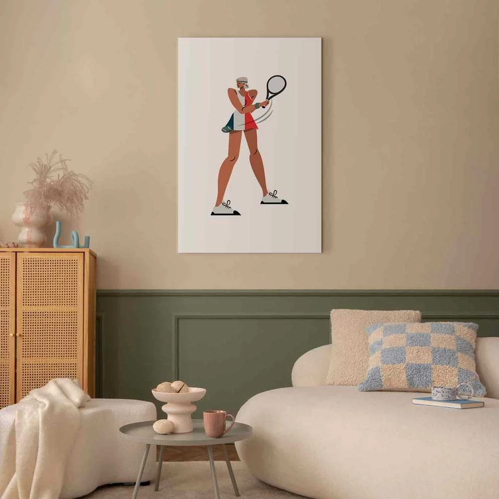 Artgeist Paveikslas - Tennis Player With a Racket on a Light Background - Illustration