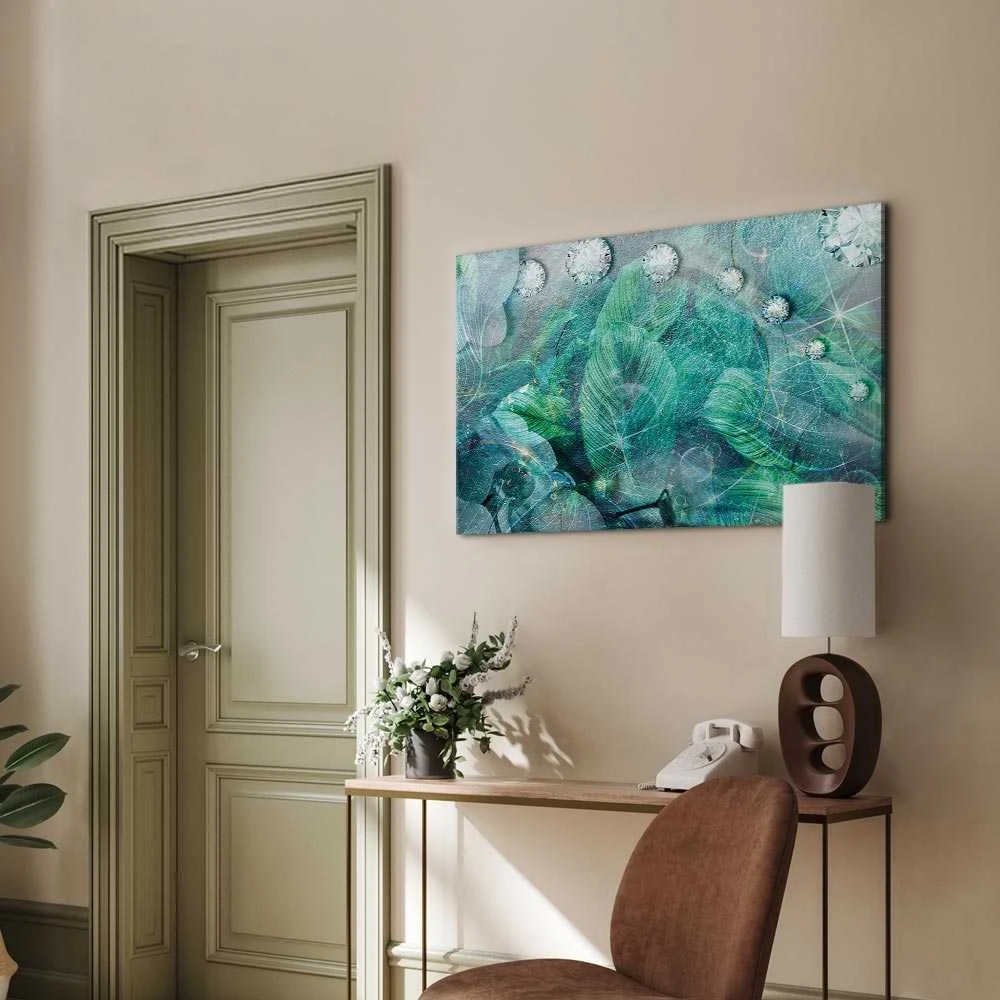 Artgeist Paveikslas - Turquoise Leaves (1 Part) Wide