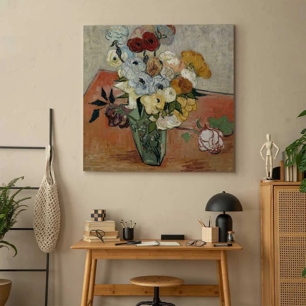 Artgeist Paveikslas - Vincent Van Gogh – Stilllife with Japanese vase, roses and anemones