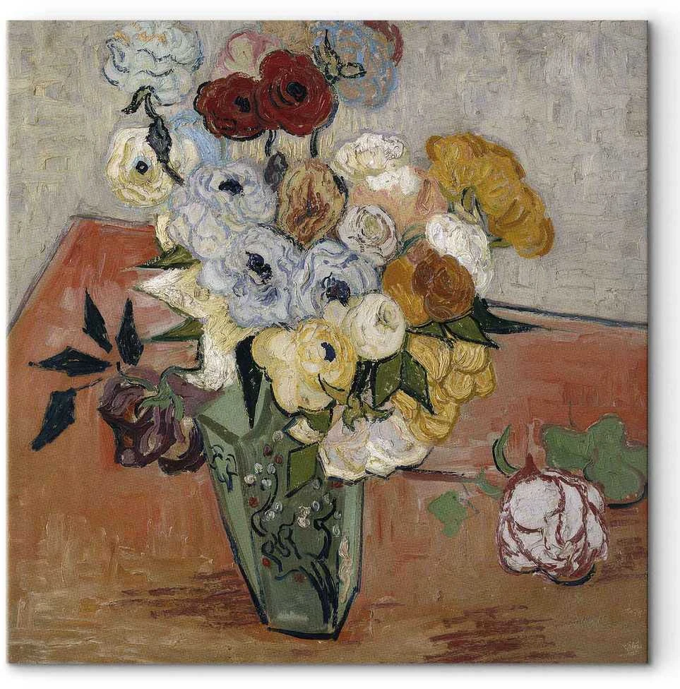 Artgeist Paveikslas - Vincent Van Gogh – Stilllife with Japanese vase, roses and anemones