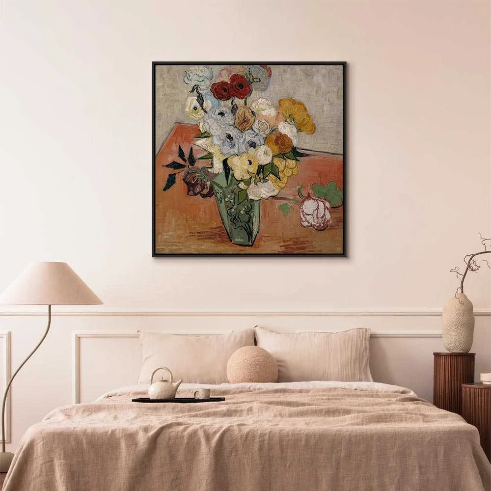 Artgeist Paveikslas - Vincent Van Gogh – Stilllife with Japanese vase, roses and anemones