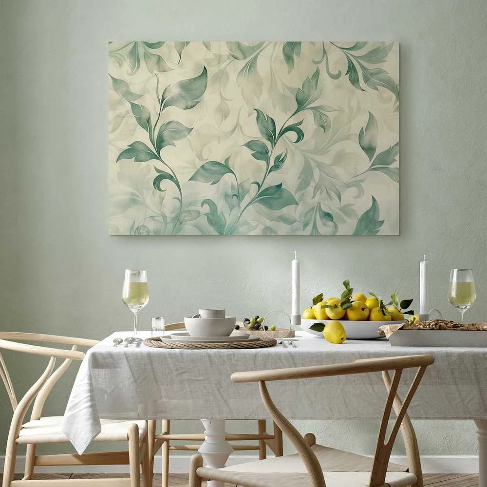 Artgeist Paveikslas - Watercolor Botanical Motif Delicate Žalias-rusvai gelsvas Leaves