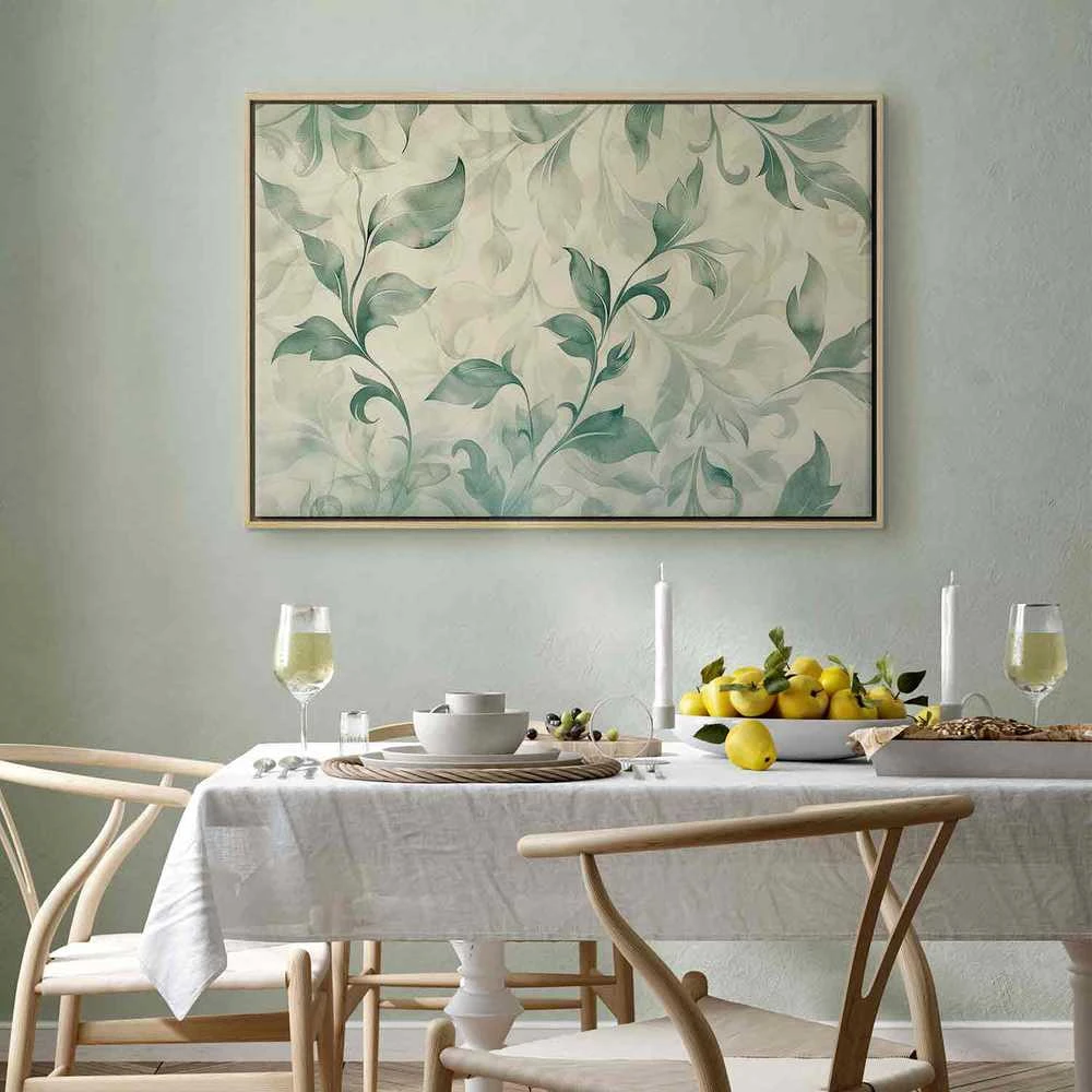 Artgeist Paveikslas - Watercolor Botanical Motif Delicate Žalias-rusvai gelsvas Leaves