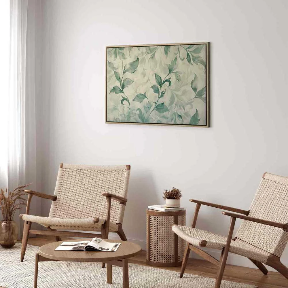 Artgeist Paveikslas - Watercolor Botanical Motif Delicate Žalias-rusvai gelsvas Leaves