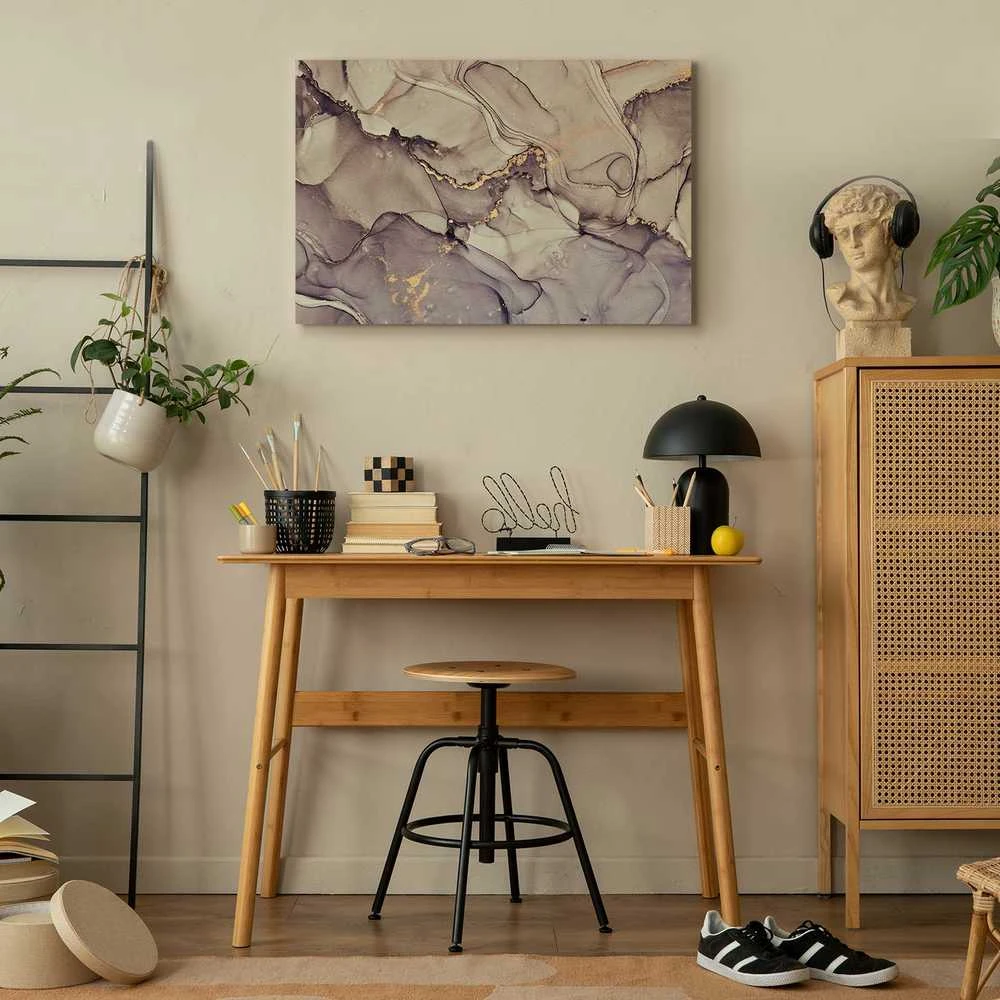 Artgeist Paveikslas - Watercolour abstraction - powder pink marble with auksinis accents