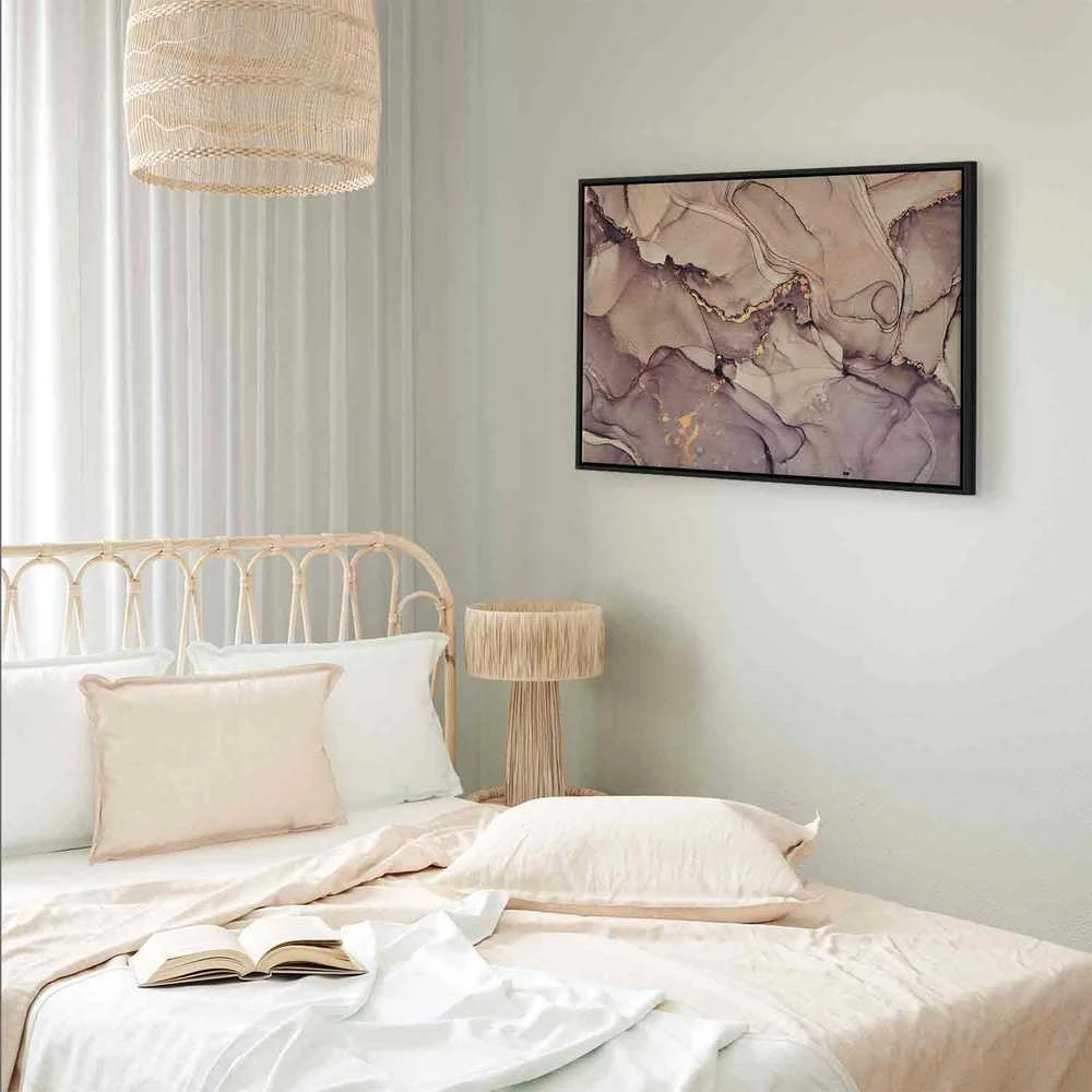Artgeist Paveikslas - Watercolour abstraction - powder pink marble with auksinis accents