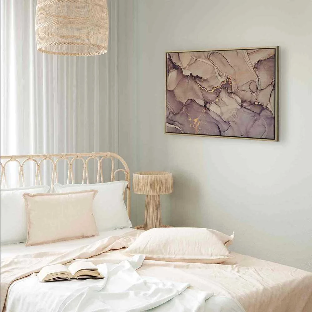 Artgeist Paveikslas - Watercolour abstraction - powder pink marble with auksinis accents