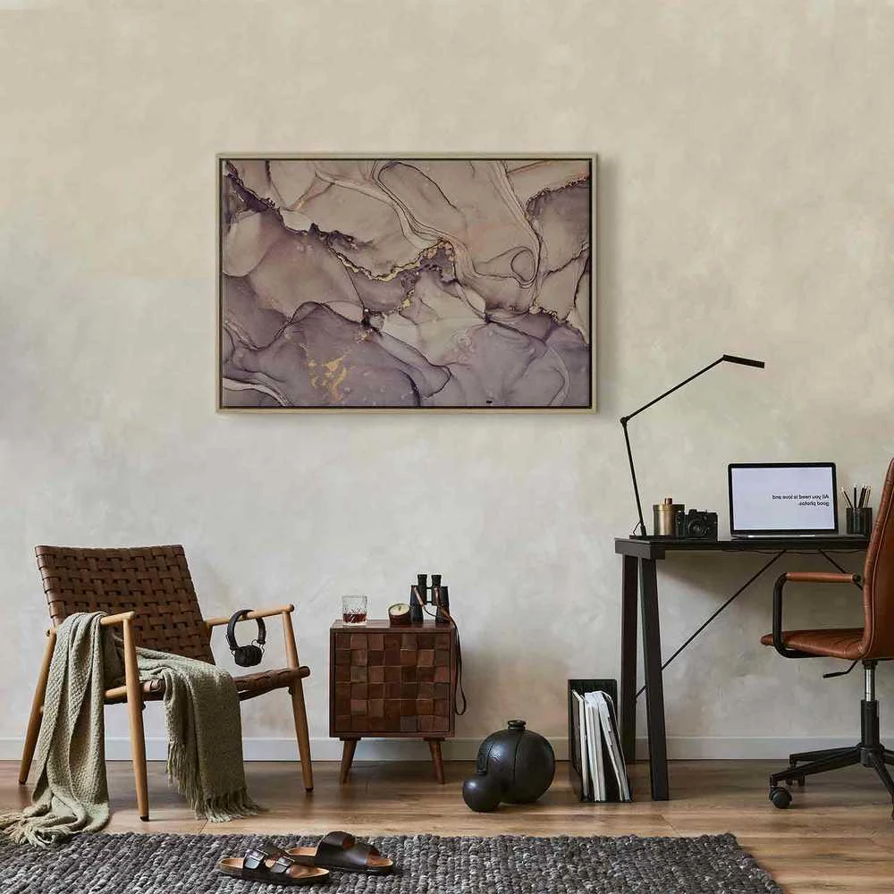Artgeist Paveikslas - Watercolour abstraction - powder pink marble with auksinis accents