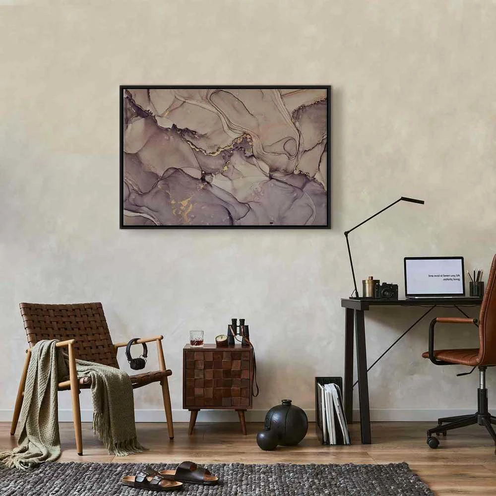 Artgeist Paveikslas - Watercolour abstraction - powder pink marble with auksinis accents
