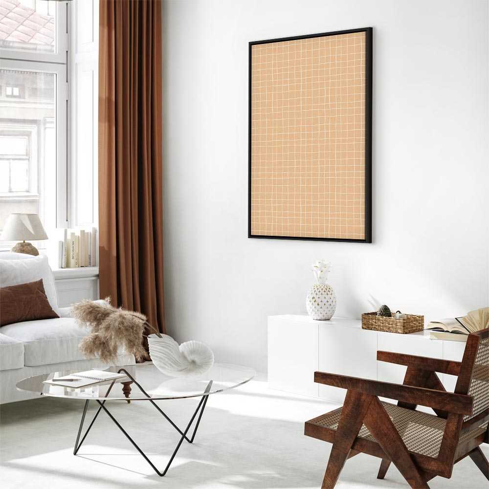 Artgeist Paveikslas - Waving Lines - Creamy Grid on a Noisy Pastel Background