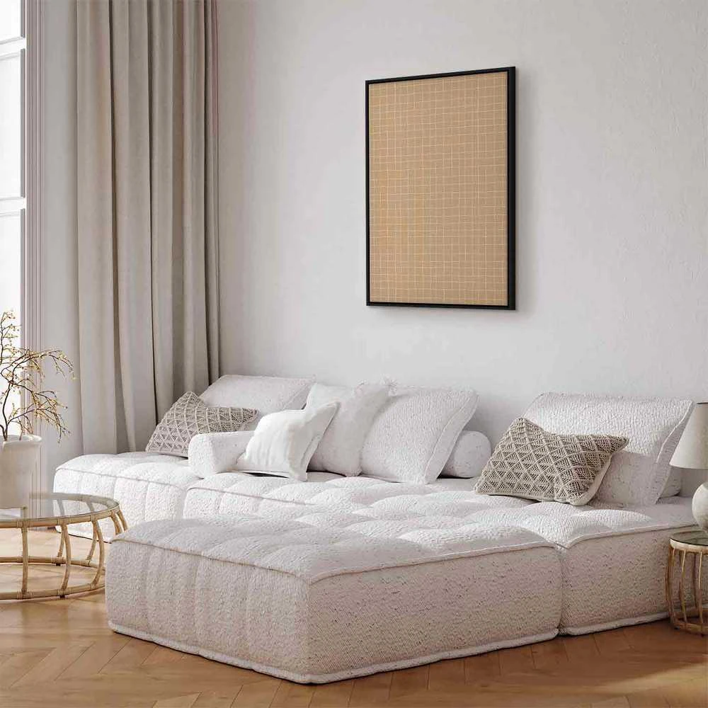 Artgeist Paveikslas - Waving Lines - Creamy Grid on a Noisy Pastel Background