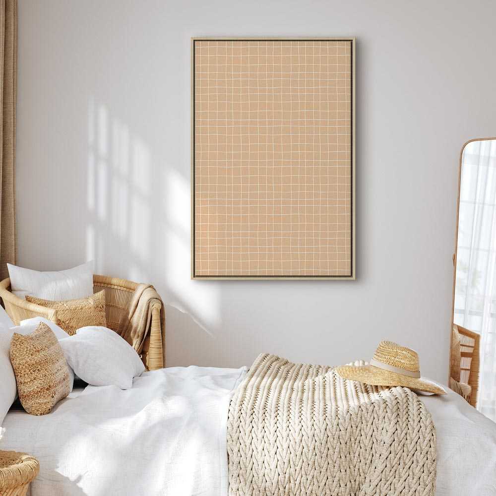 Artgeist Paveikslas - Waving Lines - Creamy Grid on a Noisy Pastel Background