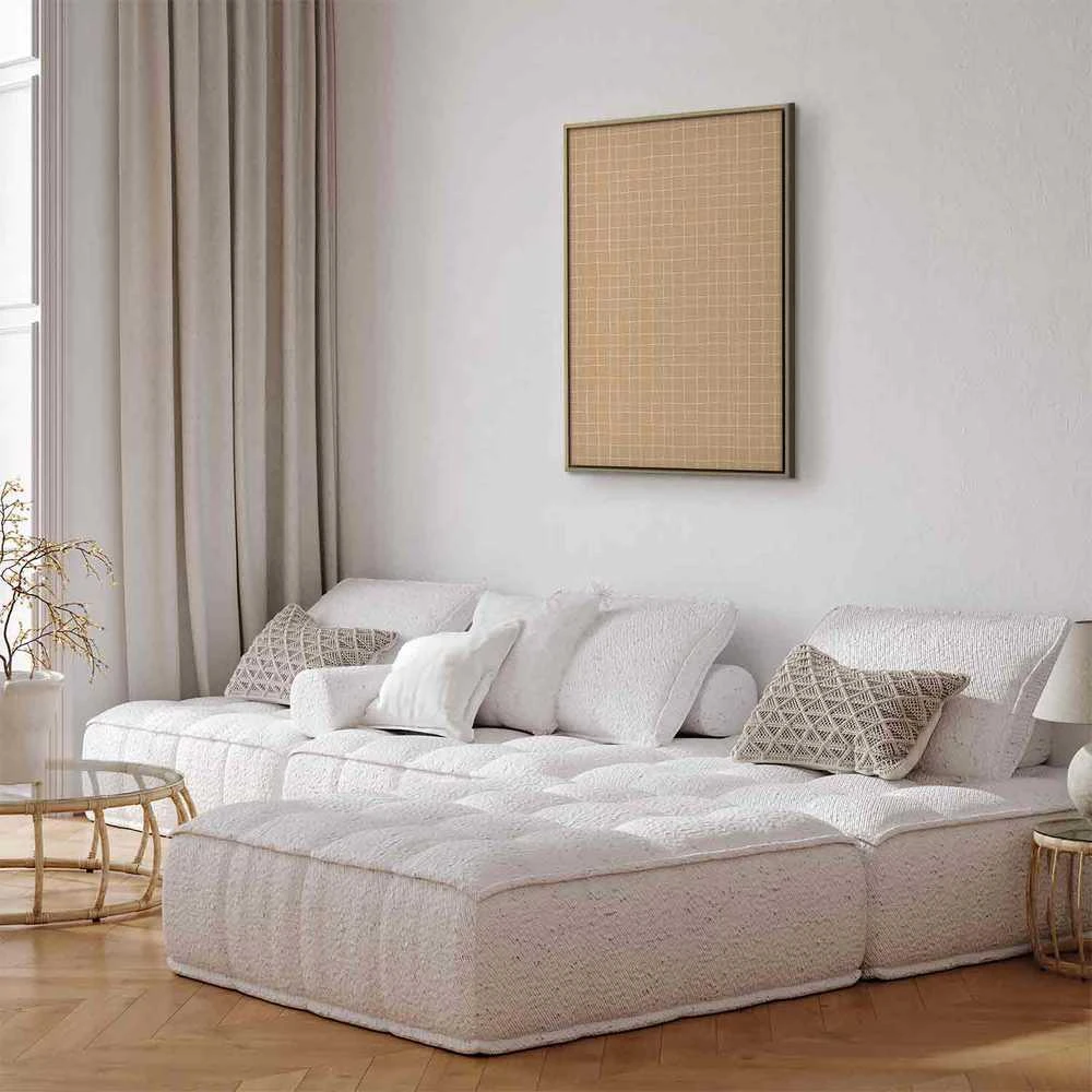 Artgeist Paveikslas - Waving Lines - Creamy Grid on a Noisy Pastel Background