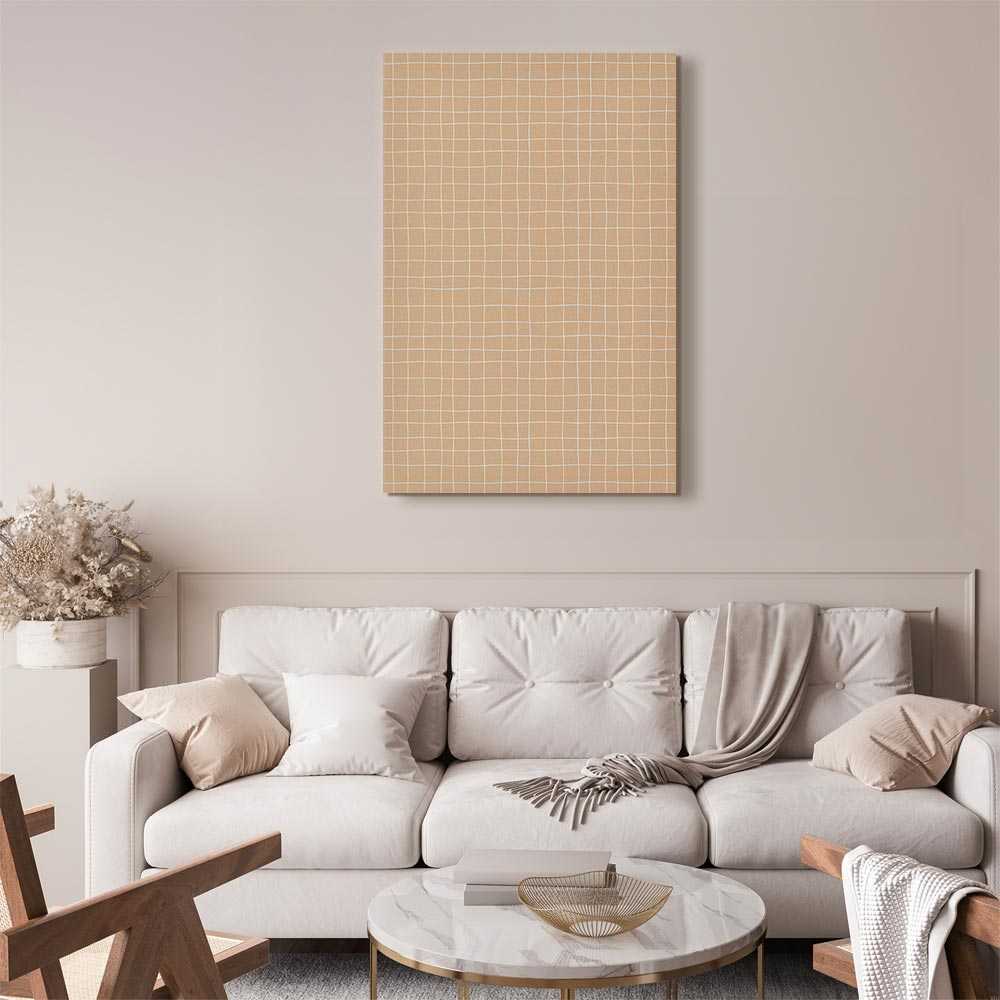 Artgeist Paveikslas - Waving Lines - Creamy Grid on a Noisy Pastel Background