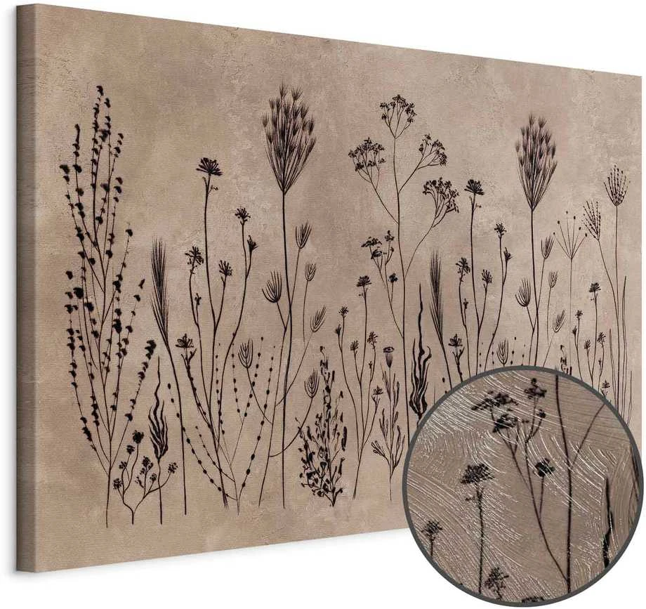 Artgeist Paveikslas - Wildflowers – juodas plants on lime-wash background