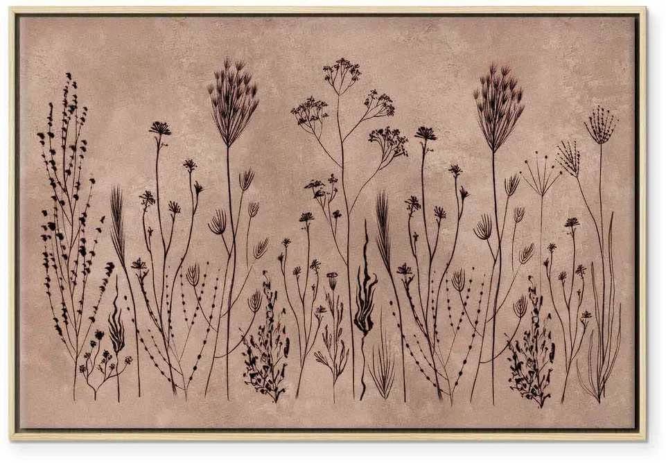 Artgeist Paveikslas - Wildflowers – juodas plants on lime-wash background