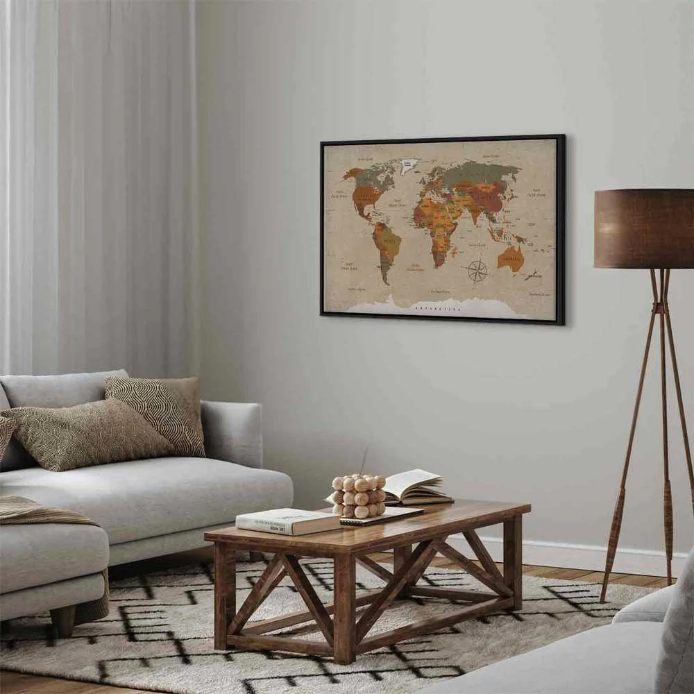 Artgeist Paveikslas - World Map: rusvai gelsvas Chic