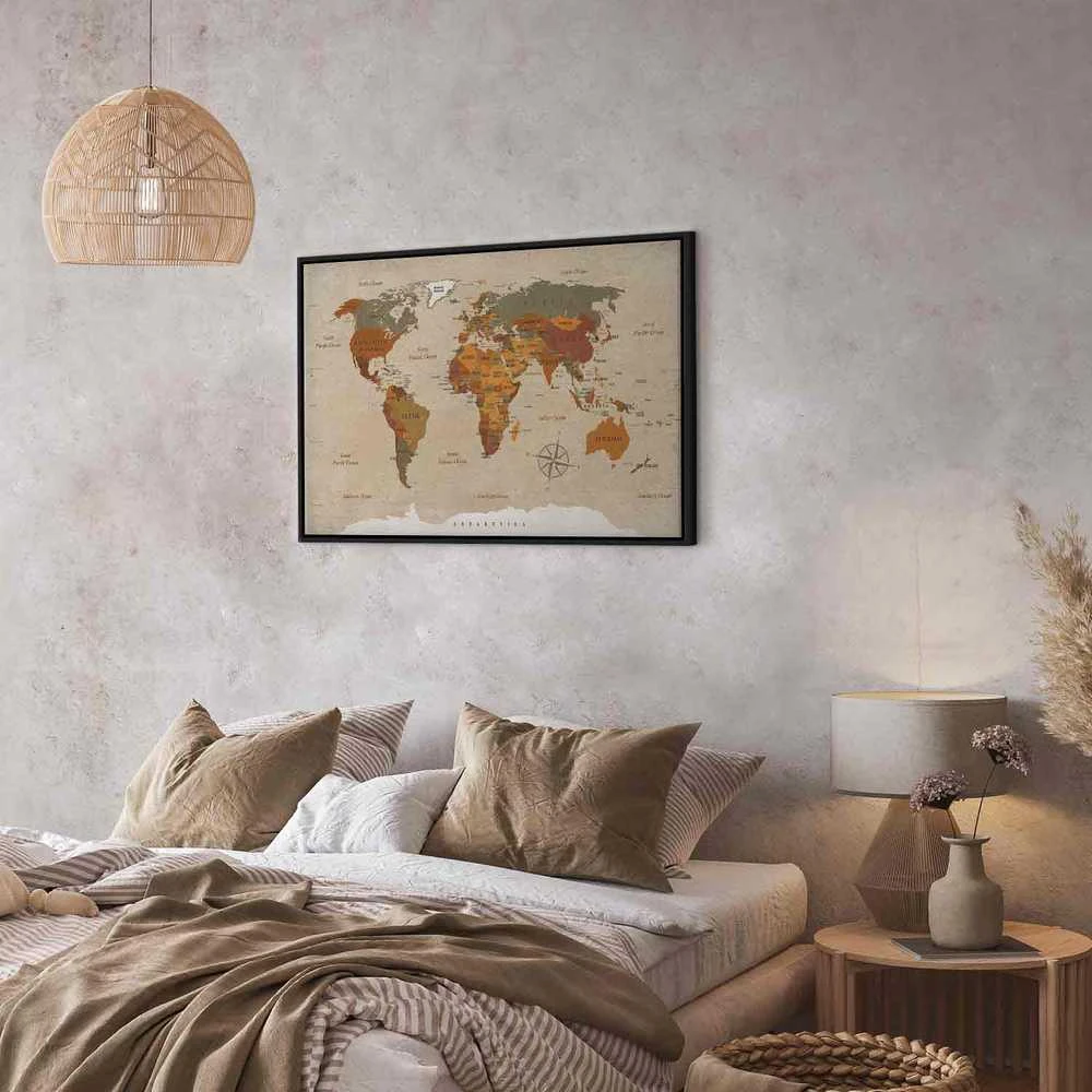 Artgeist Paveikslas - World Map: rusvai gelsvas Chic