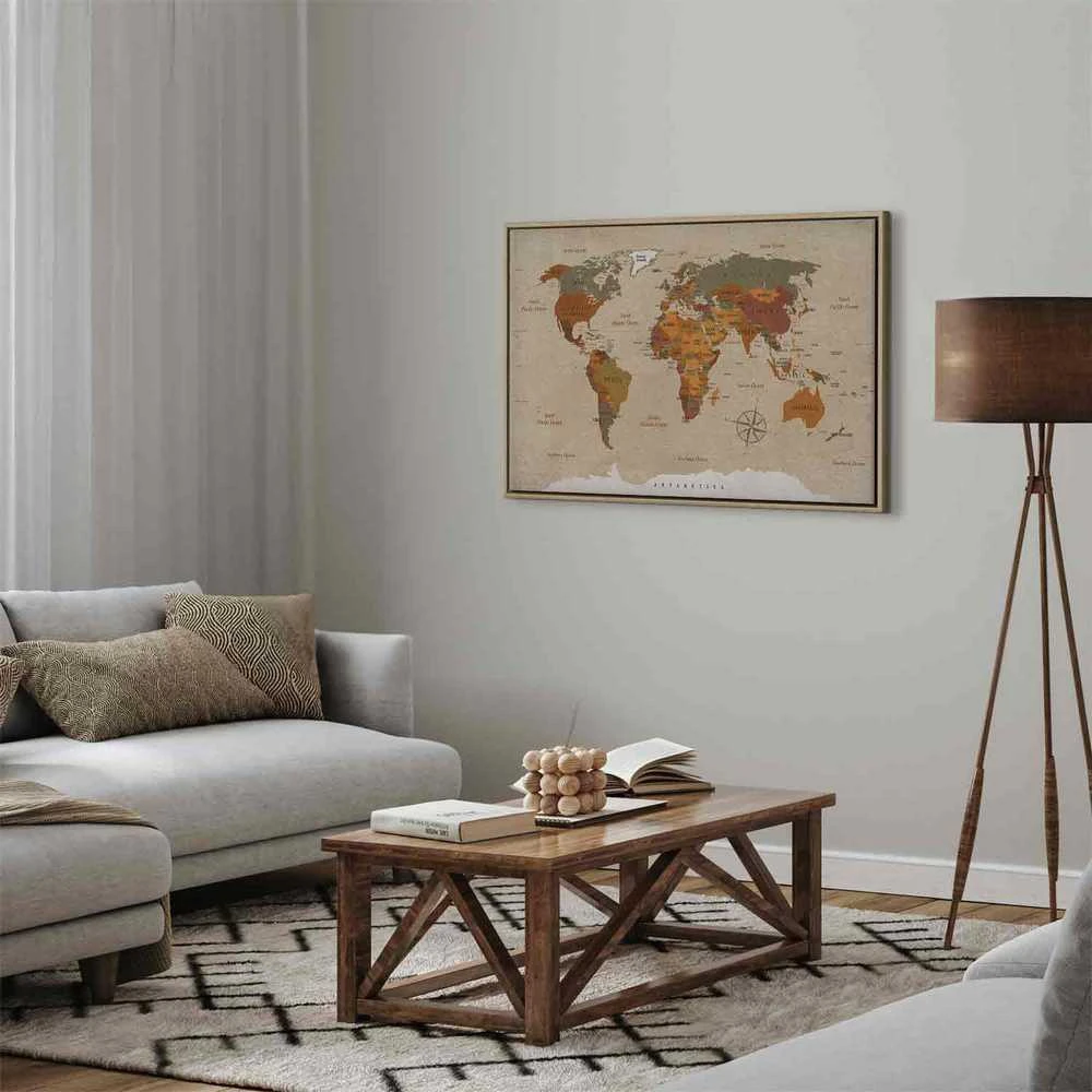 Artgeist Paveikslas - World Map: rusvai gelsvas Chic