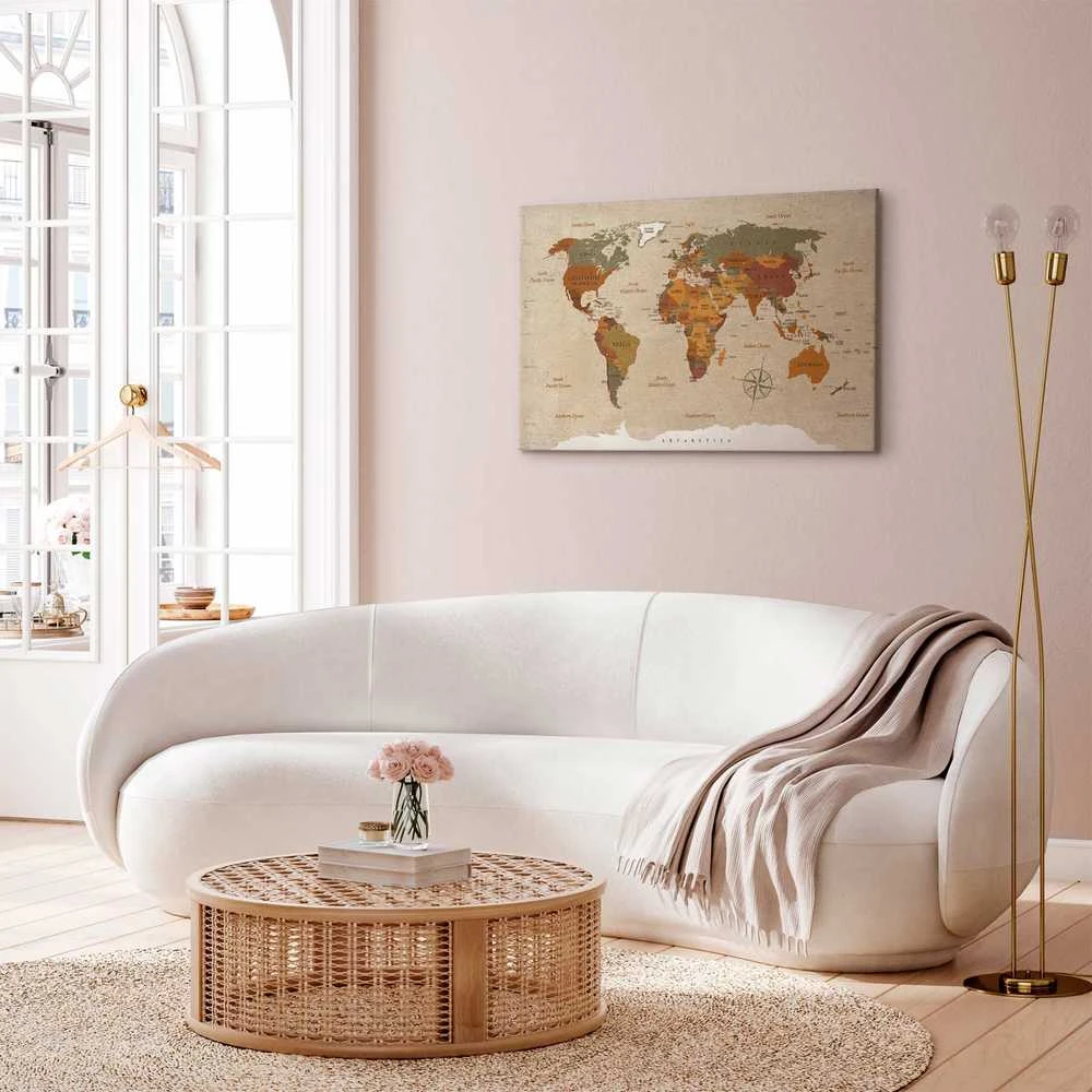 Artgeist Paveikslas - World Map: rusvai gelsvas Chic
