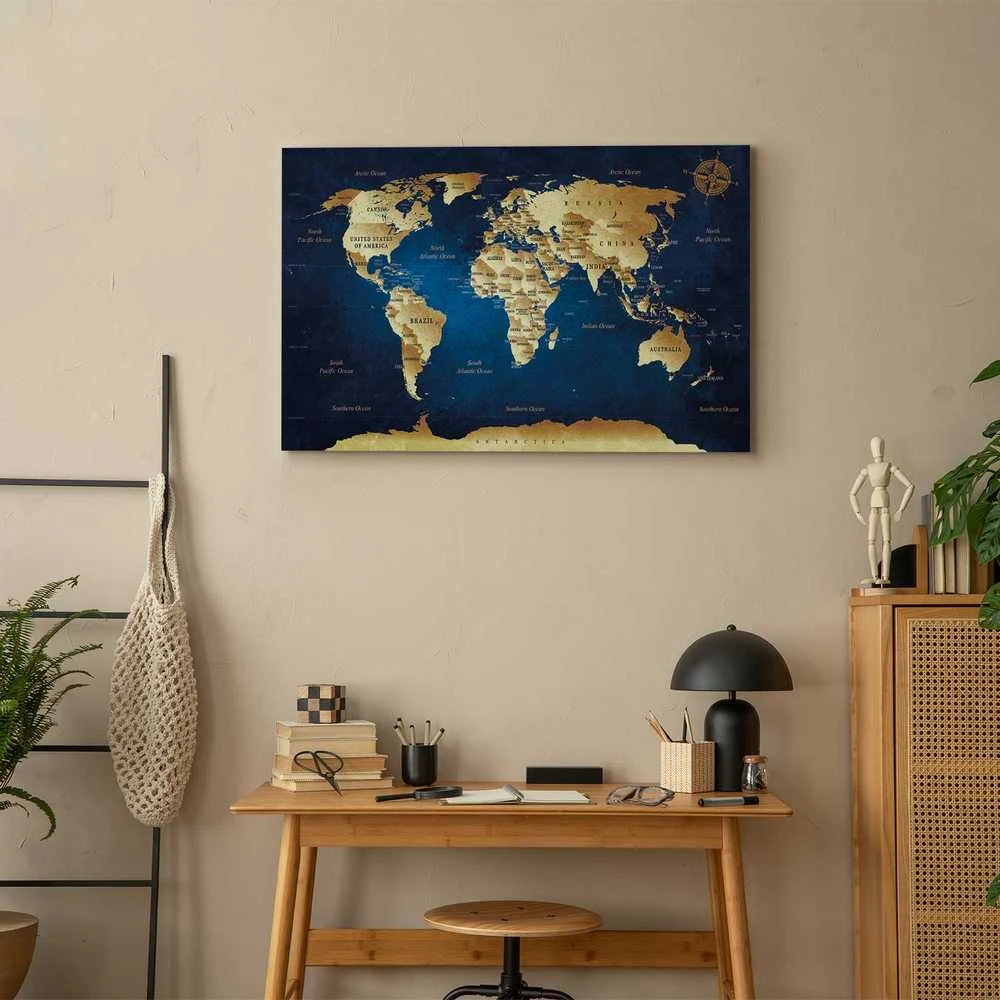 Artgeist Paveikslas - World Map: The Dark Mėlyna Depths