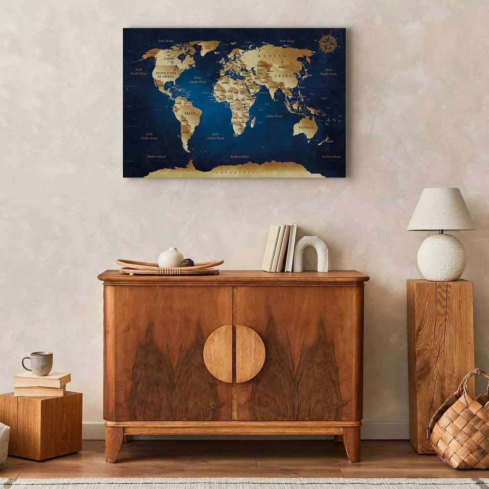 Artgeist Paveikslas - World Map: The Dark Mėlyna Depths
