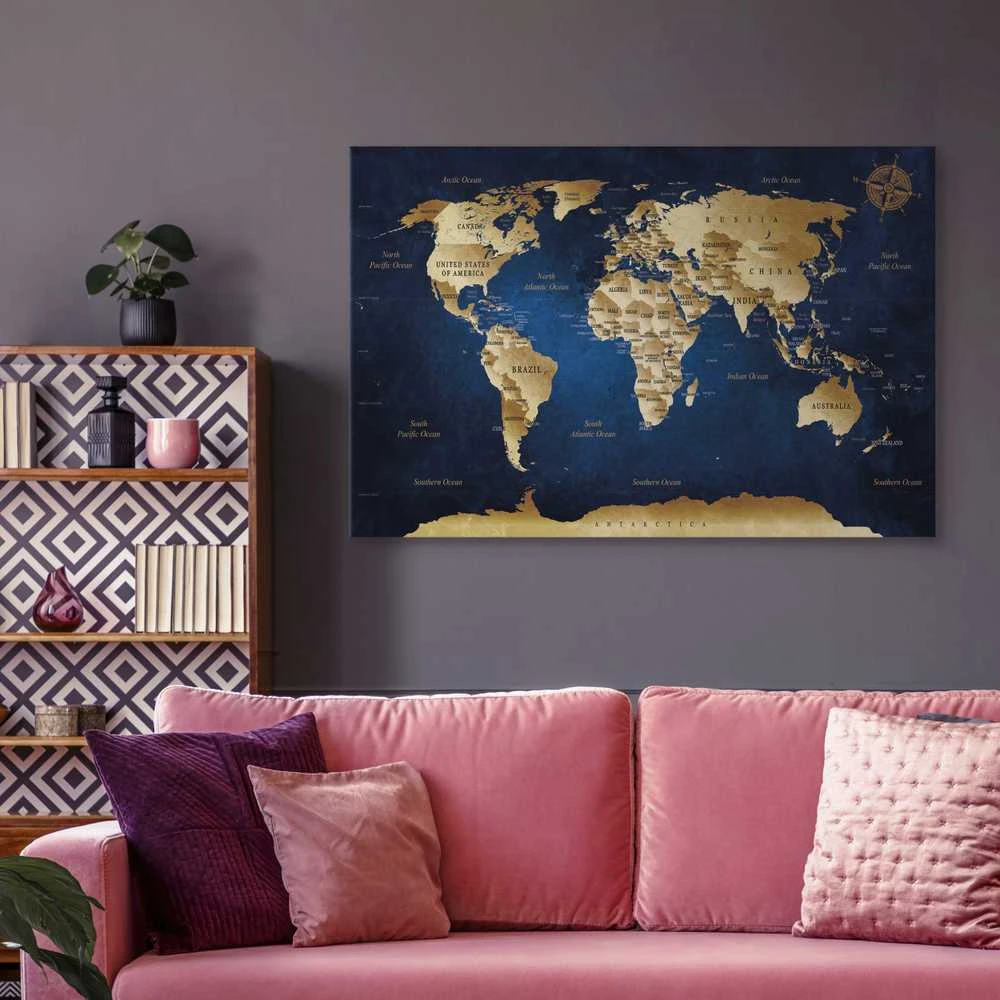 Artgeist Paveikslas - World Map: The Dark Mėlyna Depths