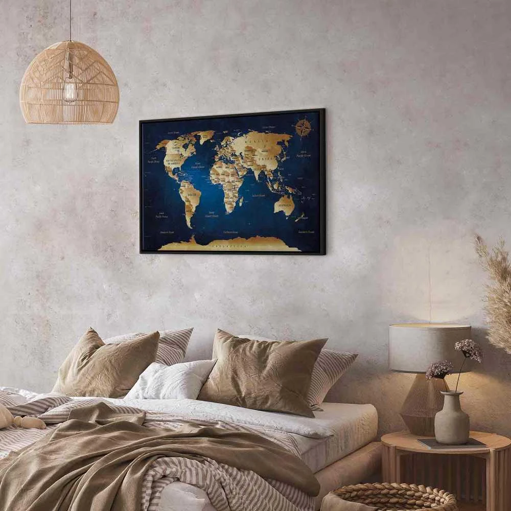 Artgeist Paveikslas - World Map: The Dark Mėlyna Depths