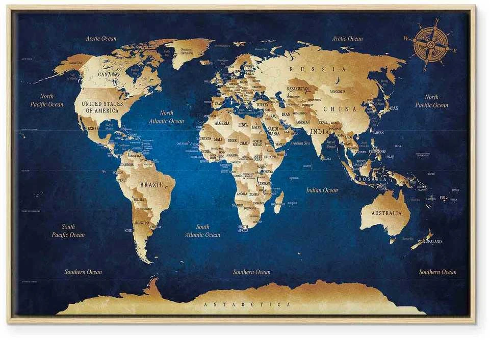 Artgeist Paveikslas - World Map: The Dark Mėlyna Depths