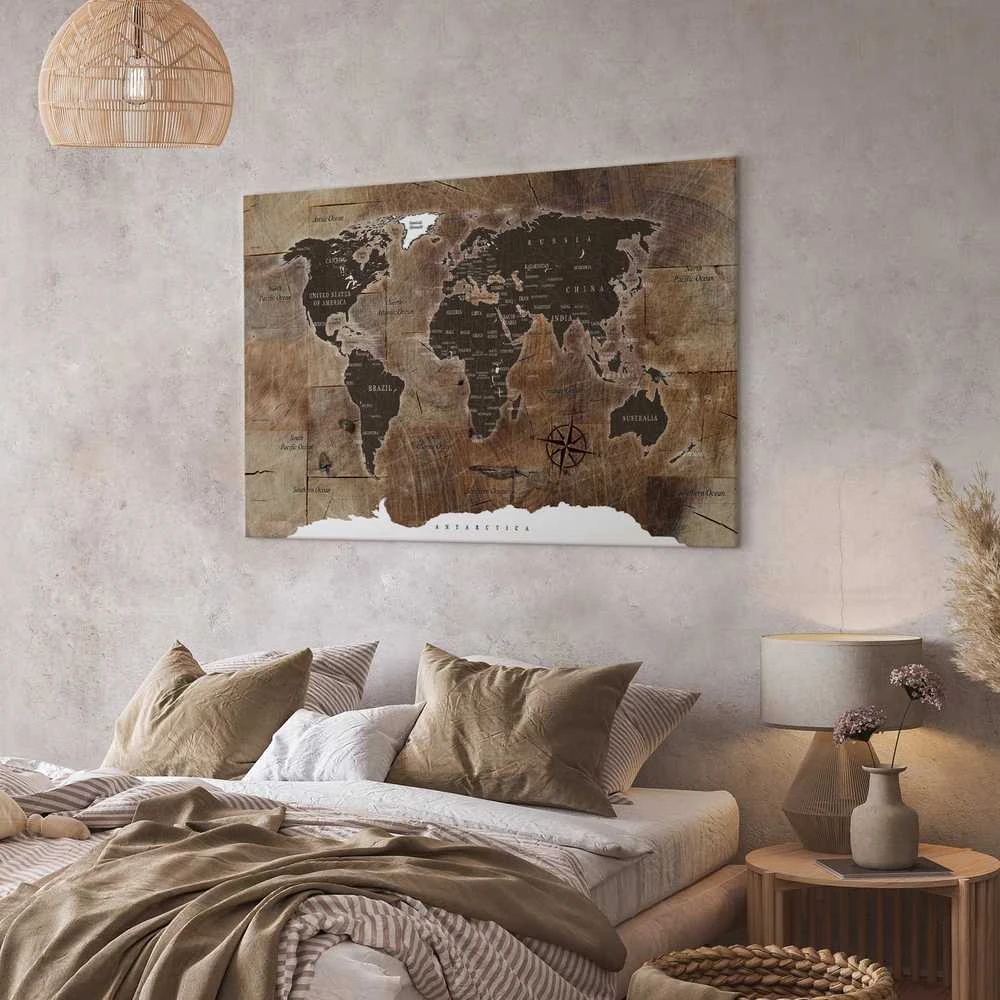 Artgeist Paveikslas - World Map: Wooden Mosaic