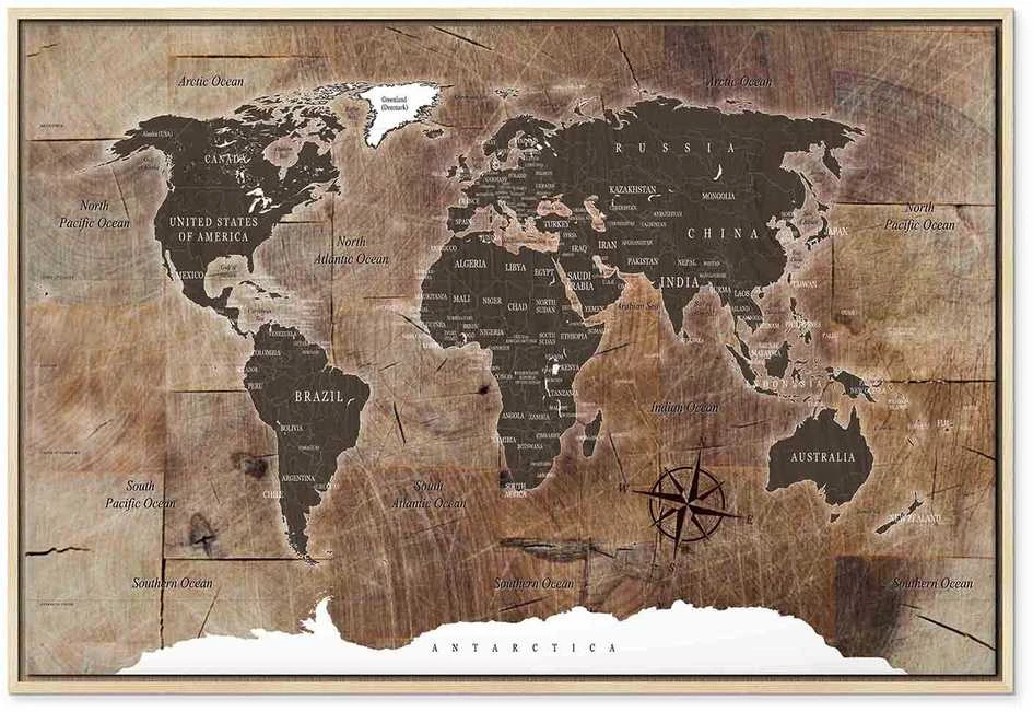 Artgeist Paveikslas - World Map: Wooden Mosaic