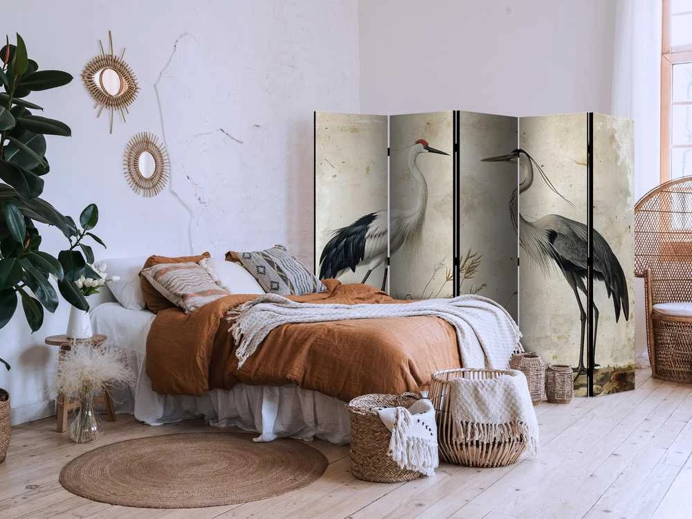Artgeist Pertvara - Birds from an old engraving - vintage-style illustration depicting a heron and a crane