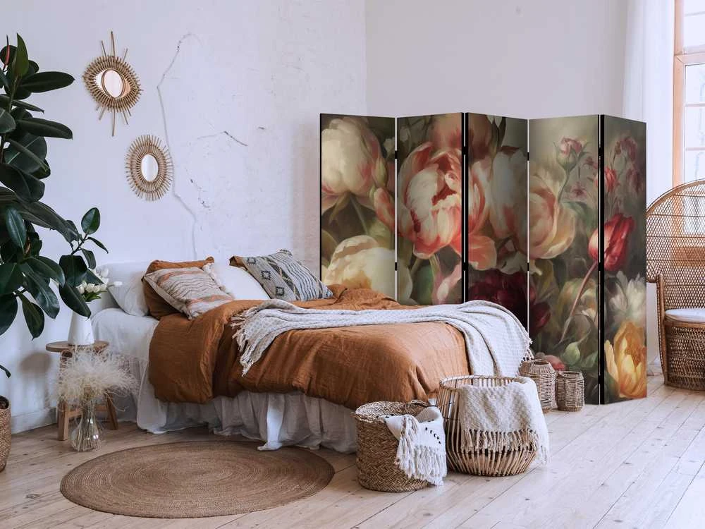 Artgeist Pertvara - Blooming Peonies - Charismatic Flowers Bathed in Sunlight