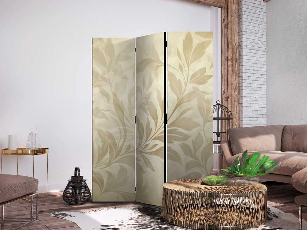 Artgeist Pertvara - Botanical Motif with Leaves and Vines in Sandy Colors.
