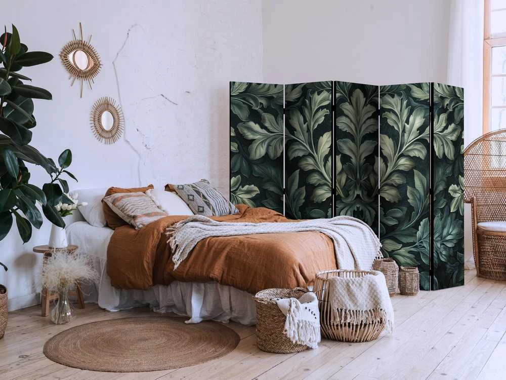 Artgeist Pertvara - Dark Žalias Victorian Leaves - Botanical Carved Composition