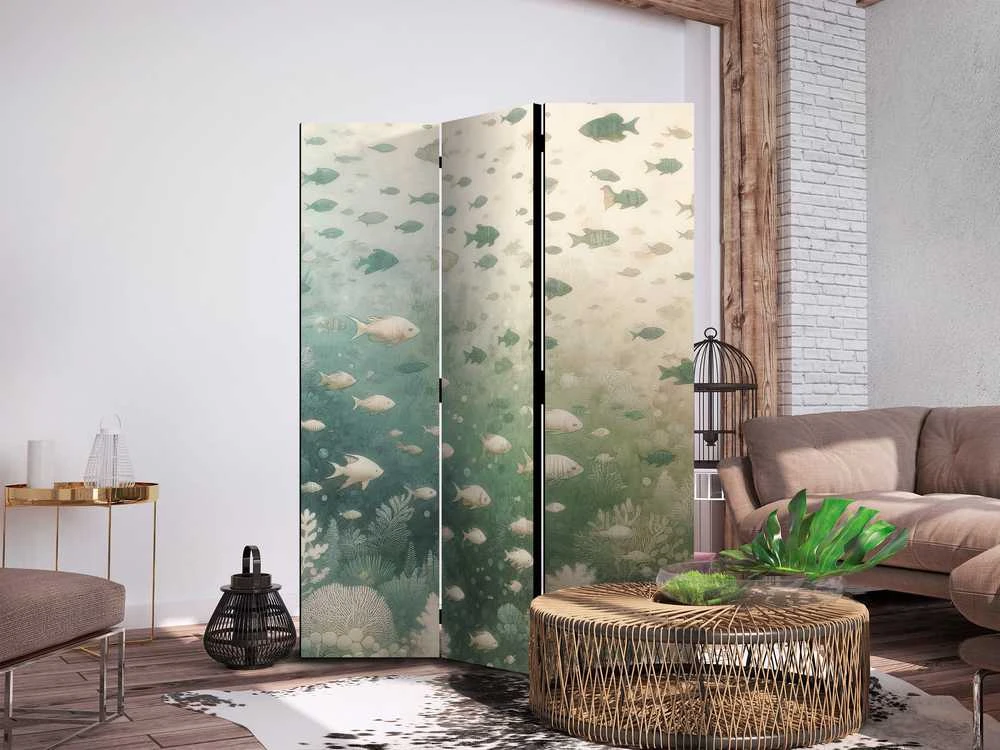 Artgeist Pertvara - Fish and Diverse Vegetation - A Group of Fish in Pastel Muted Colors Among Oceanic Vegetation