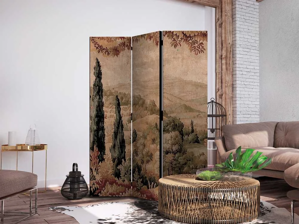 Artgeist Pertvara - Landscape with Cypresses - Old Tapestry with Mediterranean Vegetation