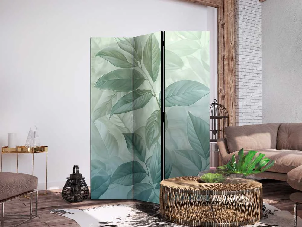Artgeist Pertvara - Large Leaves in Žalias-Mint Shades - Botanical Motif