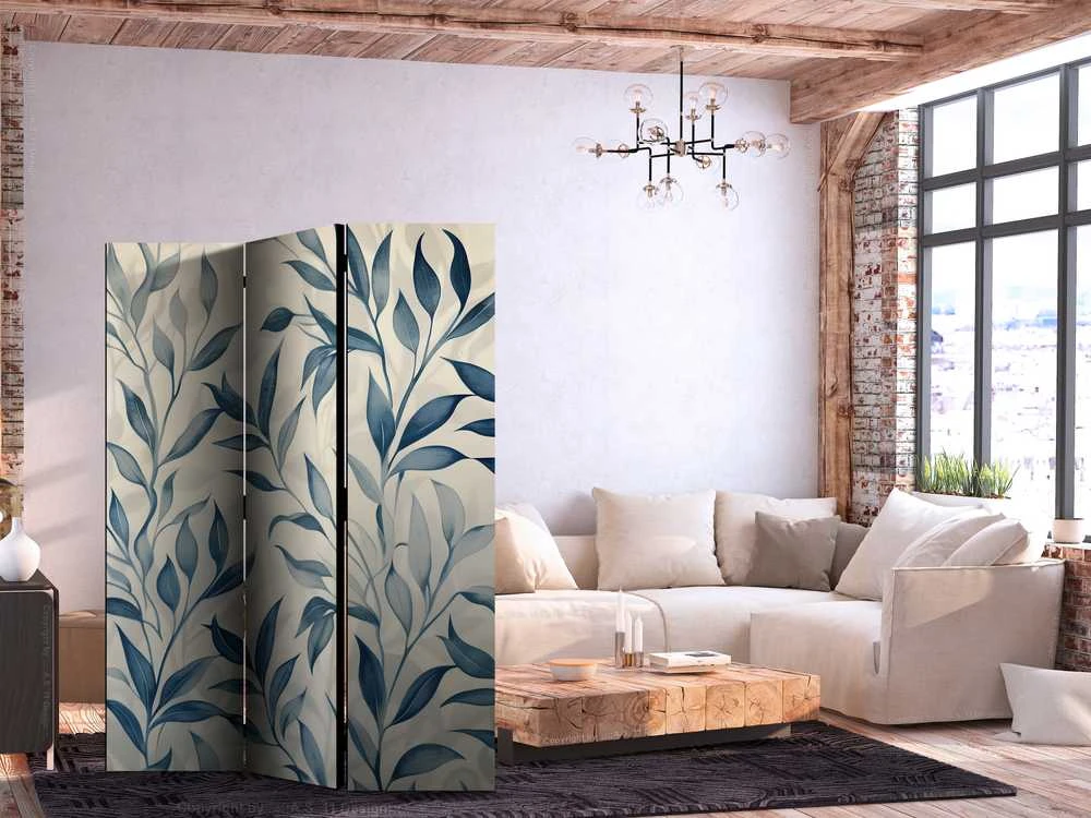 Artgeist Pertvara - Leaves in Mėlyna Colors - Delicate Botanical Motif