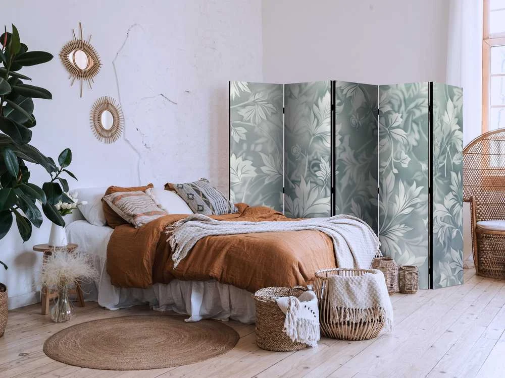 Artgeist Pertvara - Ornaments in Rubbed Faded Turquoise - Delicate Floral Pattern