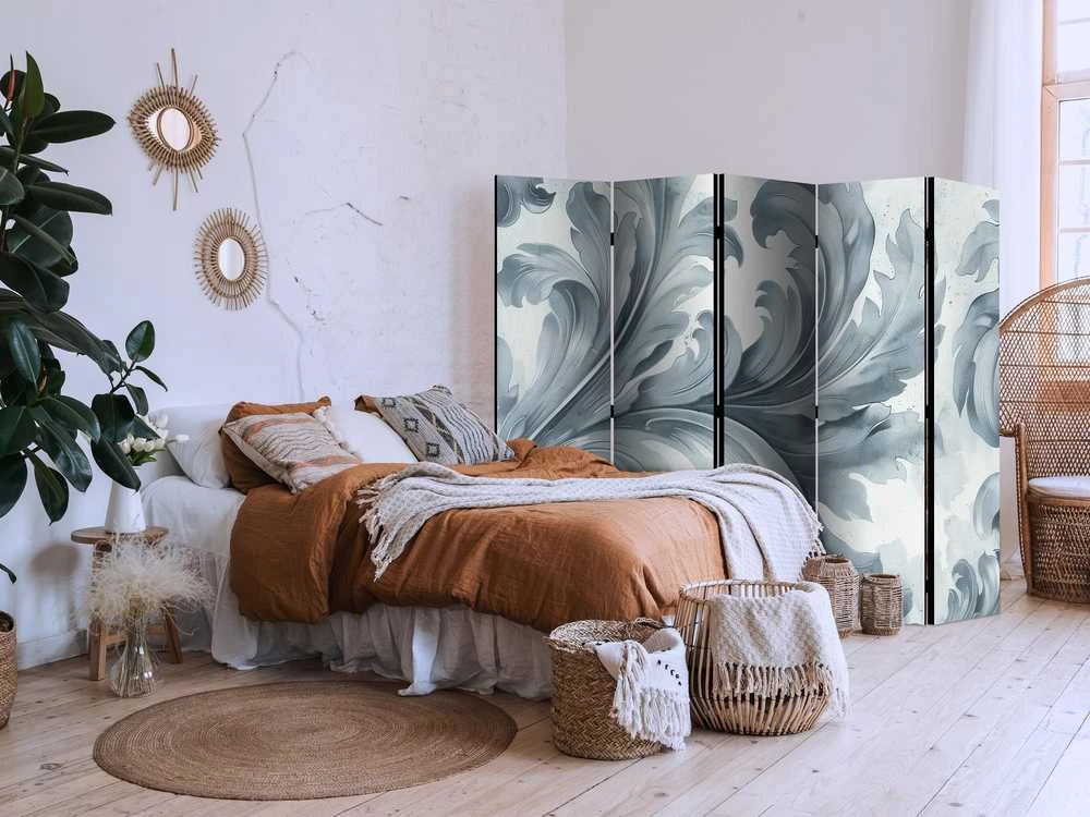 Artgeist Pertvara - Stone Baroque Ornaments in Light Shades of Gray and Mėlyna
