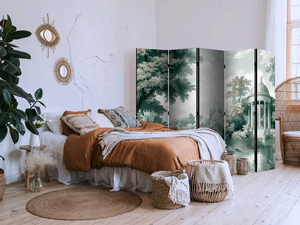 Artgeist Pertvara - View of the Park and Lake - Retro Vintage Landscape in Greens
