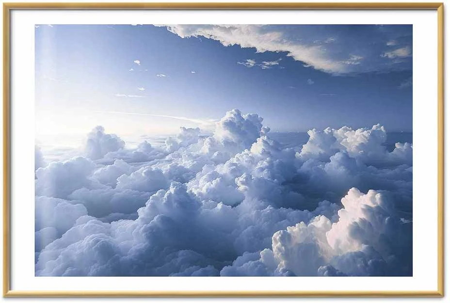 Artgeist Plakatas - Aerial Landscapes: Sunbeams Illuminating Puffy Cloud Formations