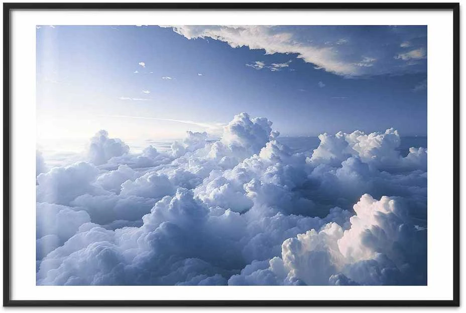 Artgeist Plakatas - Aerial Landscapes: Sunbeams Illuminating Puffy Cloud Formations