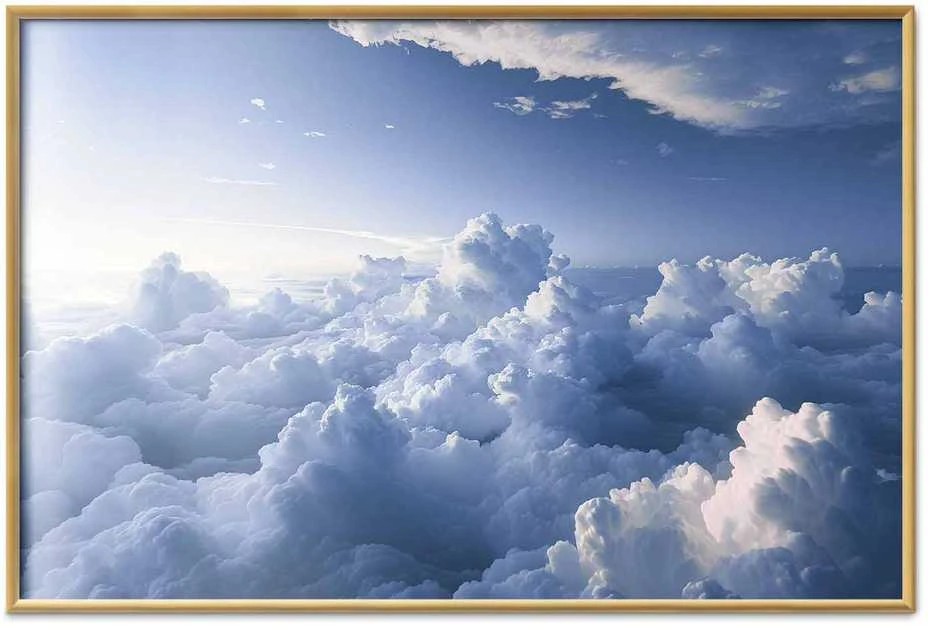 Artgeist Plakatas - Aerial Landscapes: Sunbeams Illuminating Puffy Cloud Formations