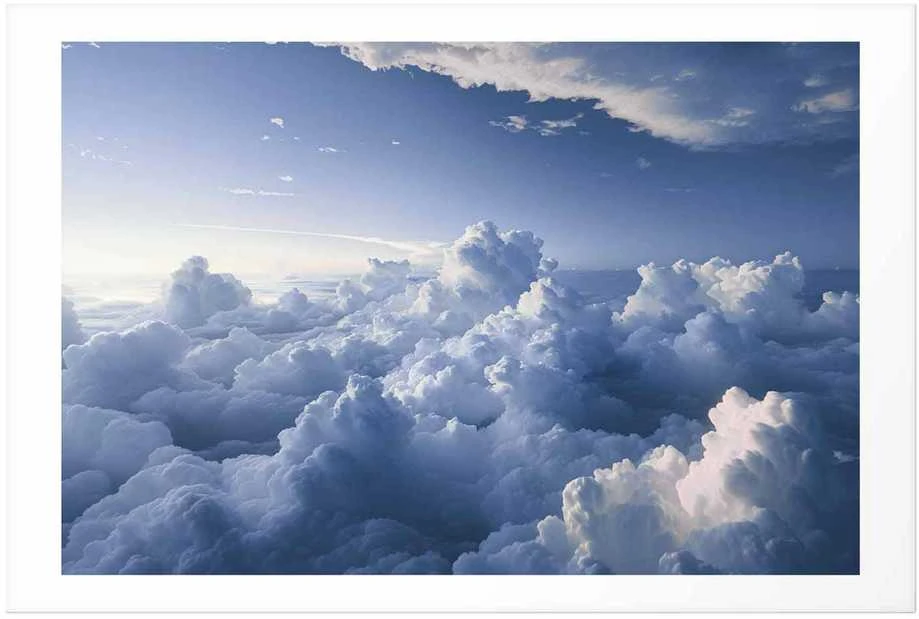 Artgeist Plakatas - Aerial Landscapes: Sunbeams Illuminating Puffy Cloud Formations